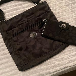 Cute coach black crossbody and wallet